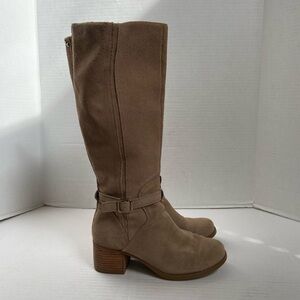 Ugg Boots Heeled Brown Leather Knee Tan Suede Womens Sz 7.5 Koolaburra Spring